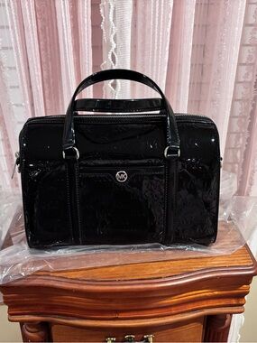 Michael Kors Black Patent Duffel Satchel
